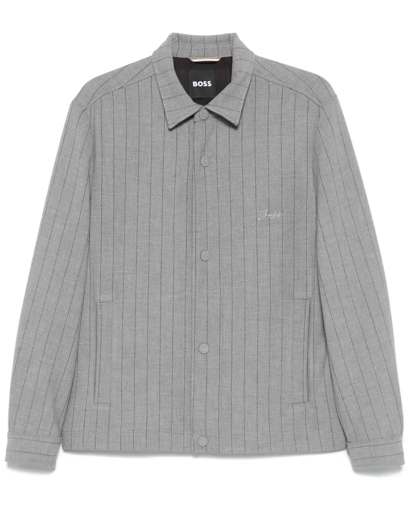 HUGO BOSS Gestreifte Hemdjacke - Grau Grau