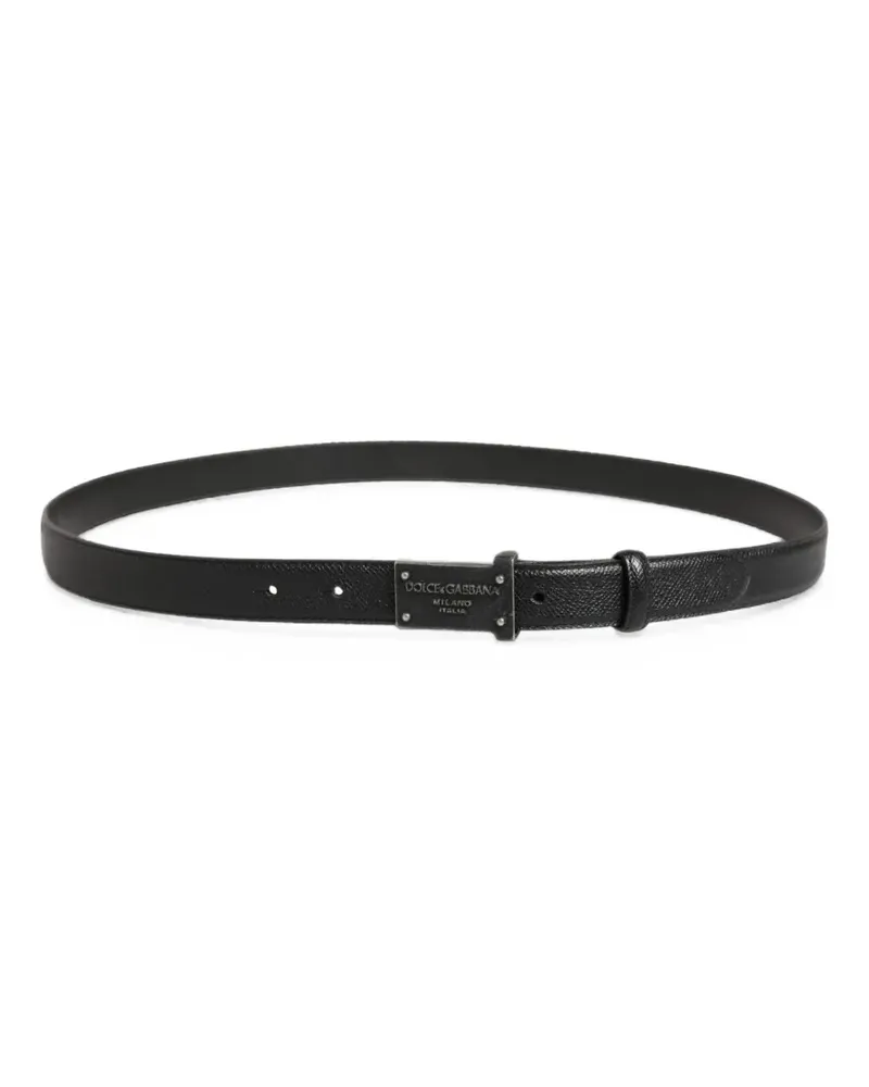 Dolce & Gabbana Ledergürtel mit Logo-Schild - Schwarz Schwarz