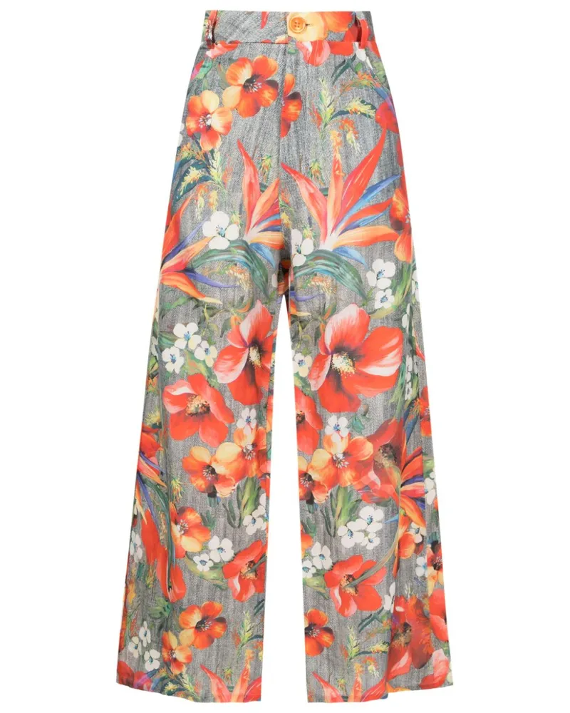 Amir Slama High-Waist-Hose mit Blumenmuster - Mehrfarbig Mehrfarbig