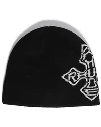 RHUDE Cross Beanie mit Logo Schwarz