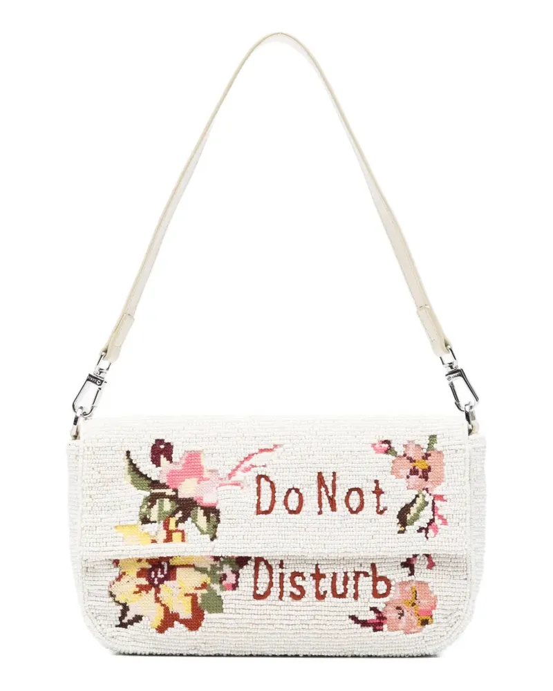 STAUD Timmy floral beaded shoulder bag - Weiß Weiß