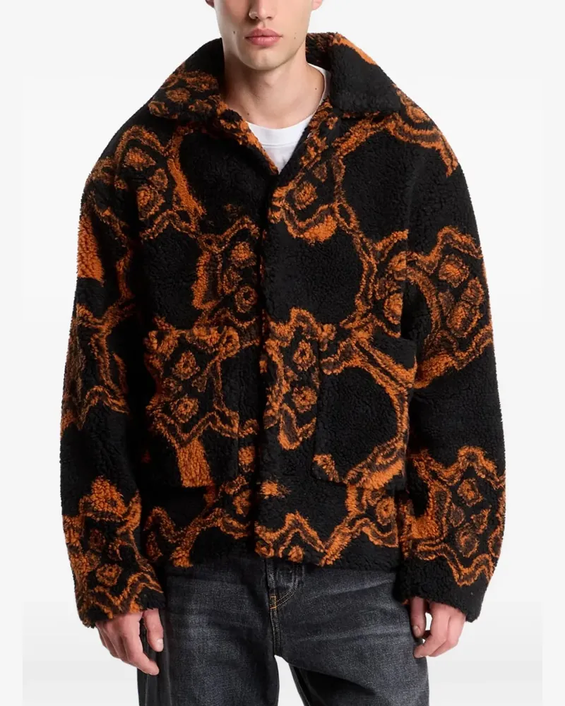 Daily Paper Burned Shield Jacke aus Faux Fur - Schwarz Schwarz