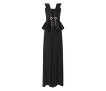 Verziertes Kleid mit Schößchen - Schwarz