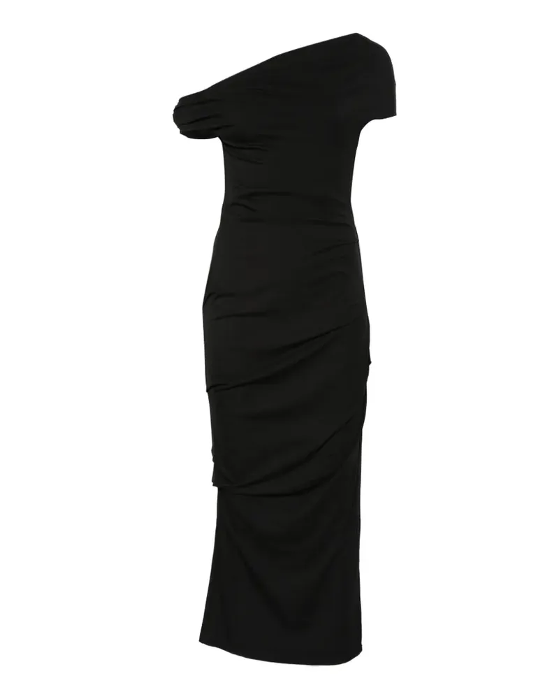 Paris Georgia one-shoulder gathered midi dress - Schwarz Schwarz