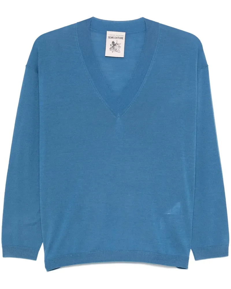 Semicouture Pullover mit V-Ausschnitt - Blau Blau