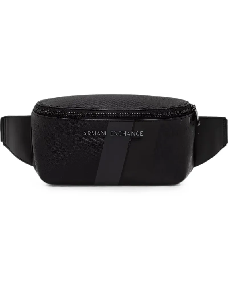 Armani Exchange logo-plaque panelled belt bag - Schwarz Schwarz
