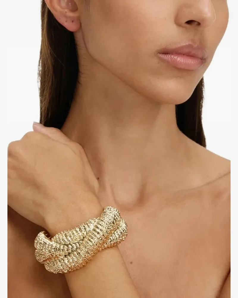 Self-Portrait textured cuff bracelet - Gold Gold
