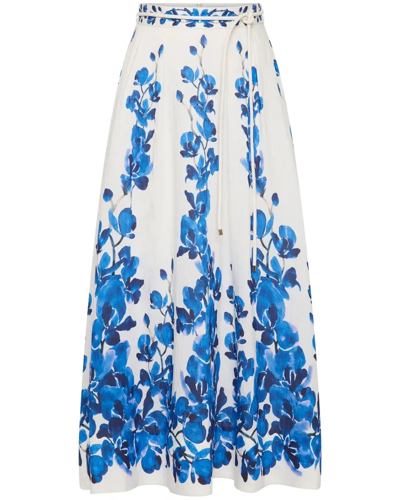 Rebecca Vallance Midirock mit Blumenmotiv - Weiß Weiß