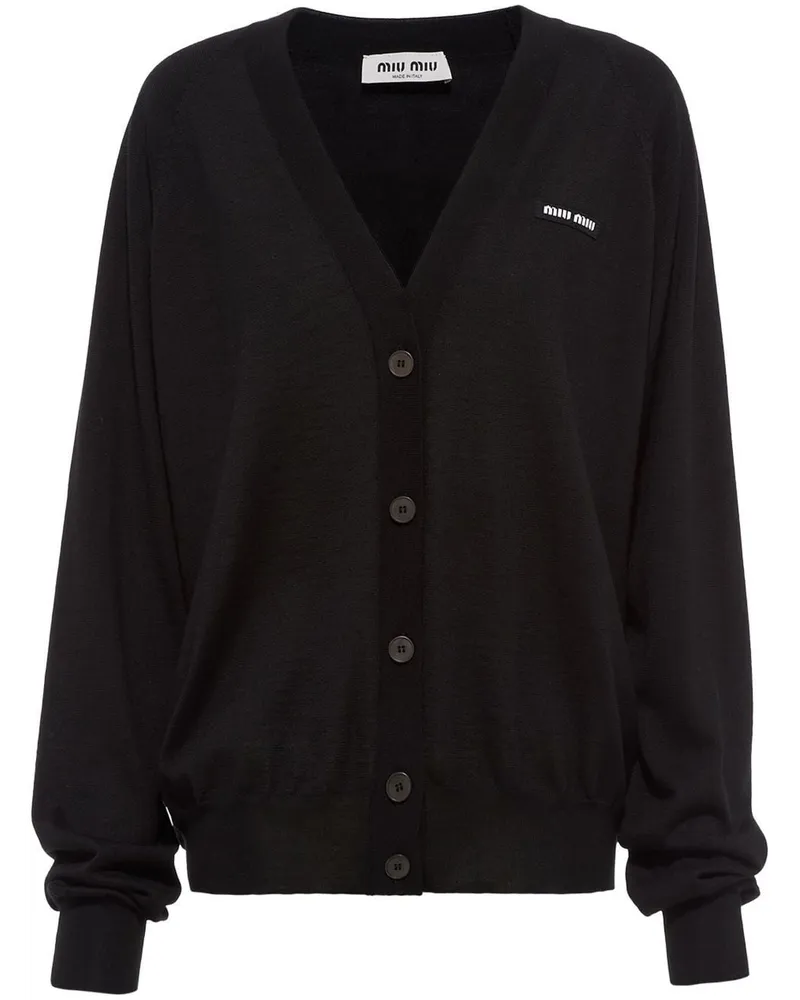 Miu Miu Fein gestrickter Cardigan - Schwarz Schwarz