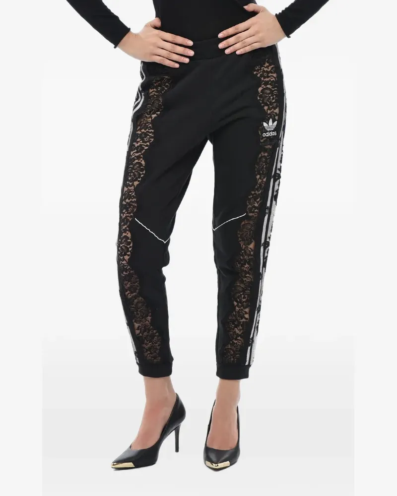 Stella McCartney lace-trim side-stripe track trousers - Schwarz Schwarz