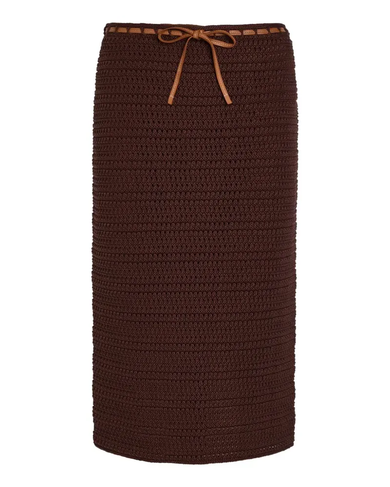 TOD'S crochet drawstring-waist midi skirt - Braun Braun