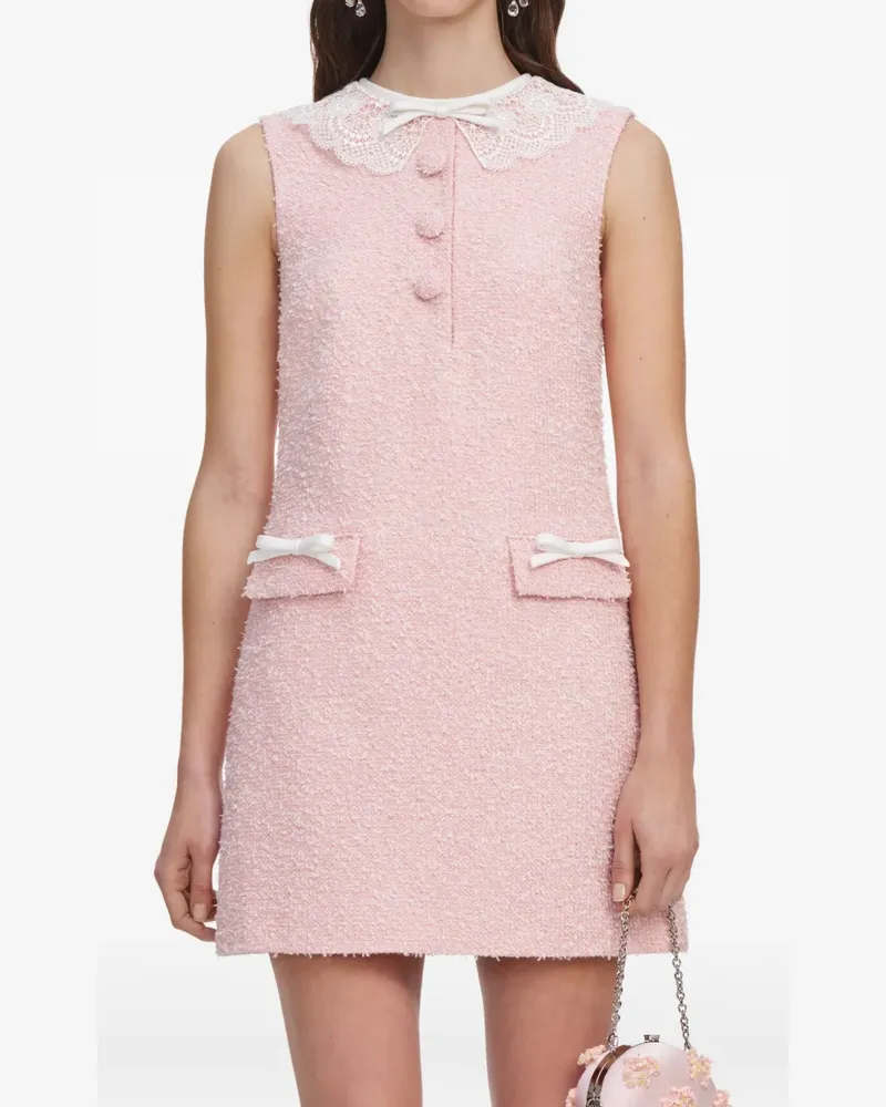 Self-Portrait Paillettenverziertes Kleid mit Spitzenkragen - Rosa Rosa