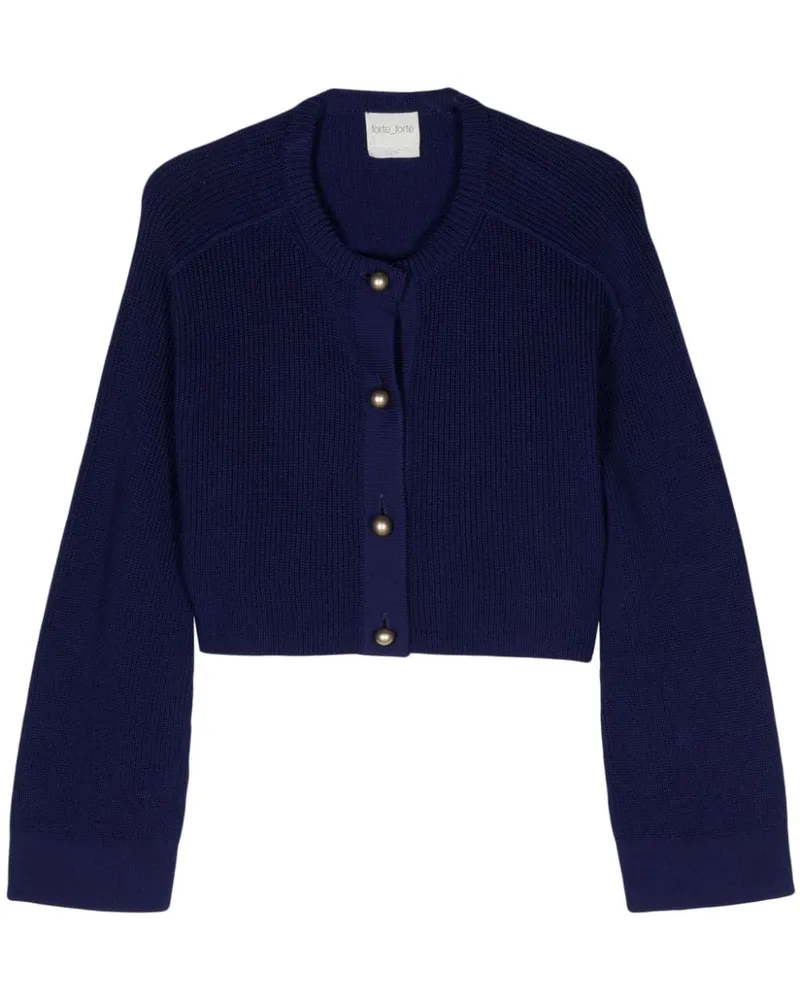 forte_forte Cropped-Cardigan aus Schurwolle Blau