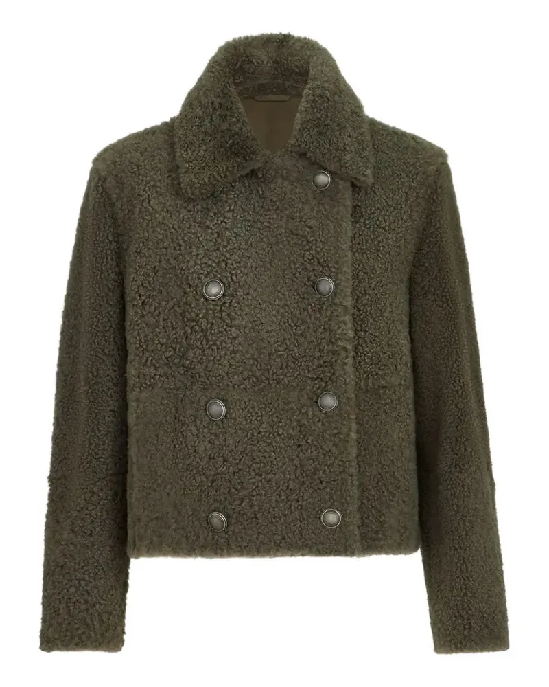 Brunello Cucinelli Doppelreihiger Mantel aus Shearling - Grau Grau