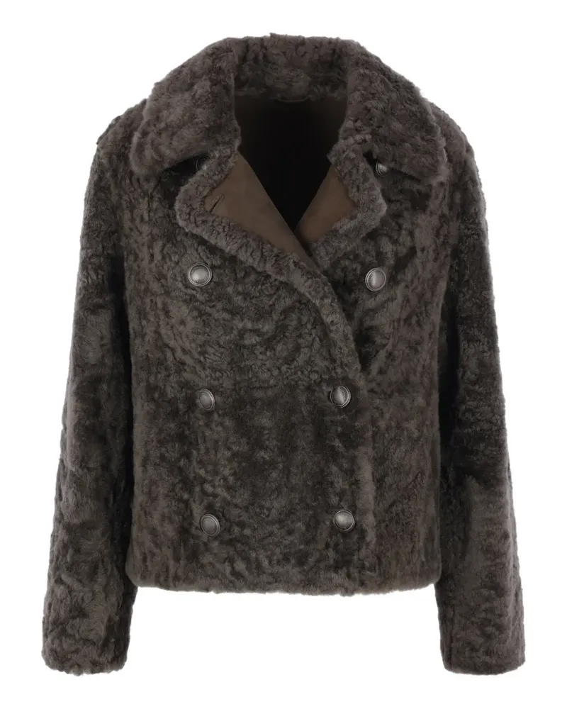 Brunello Cucinelli double-breasted shearling coat - Grau Grau