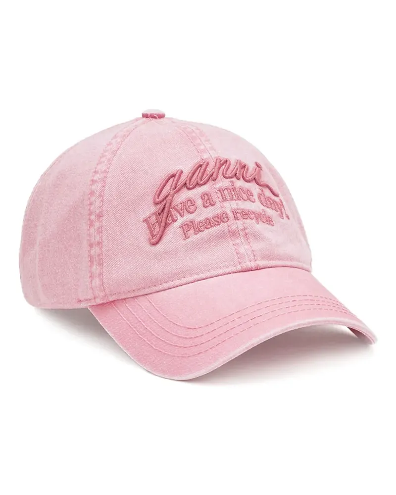 Ganni bow-embroidered baseball cap - Rosa Rosa