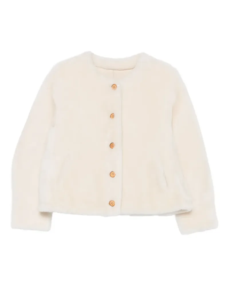 Liska Jacke aus Faux Fur mit Knopfverschluss - Weiß Weiß