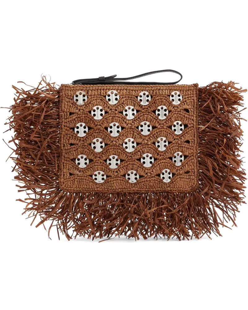 Paco Rabanne 1969 Clutch aus Raffiabast - Braun Braun