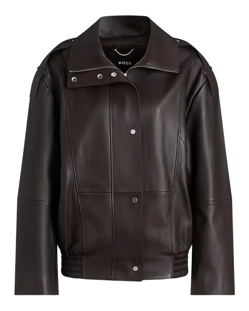 HUGO BOSS Lederjacke mit Stehkragen - Braun Braun