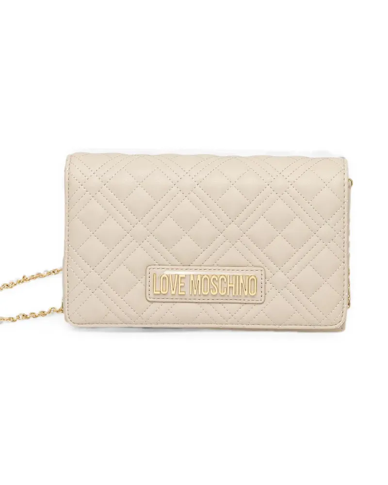 Moschino logo-lettering quilted crossbody bag - Nude Nude