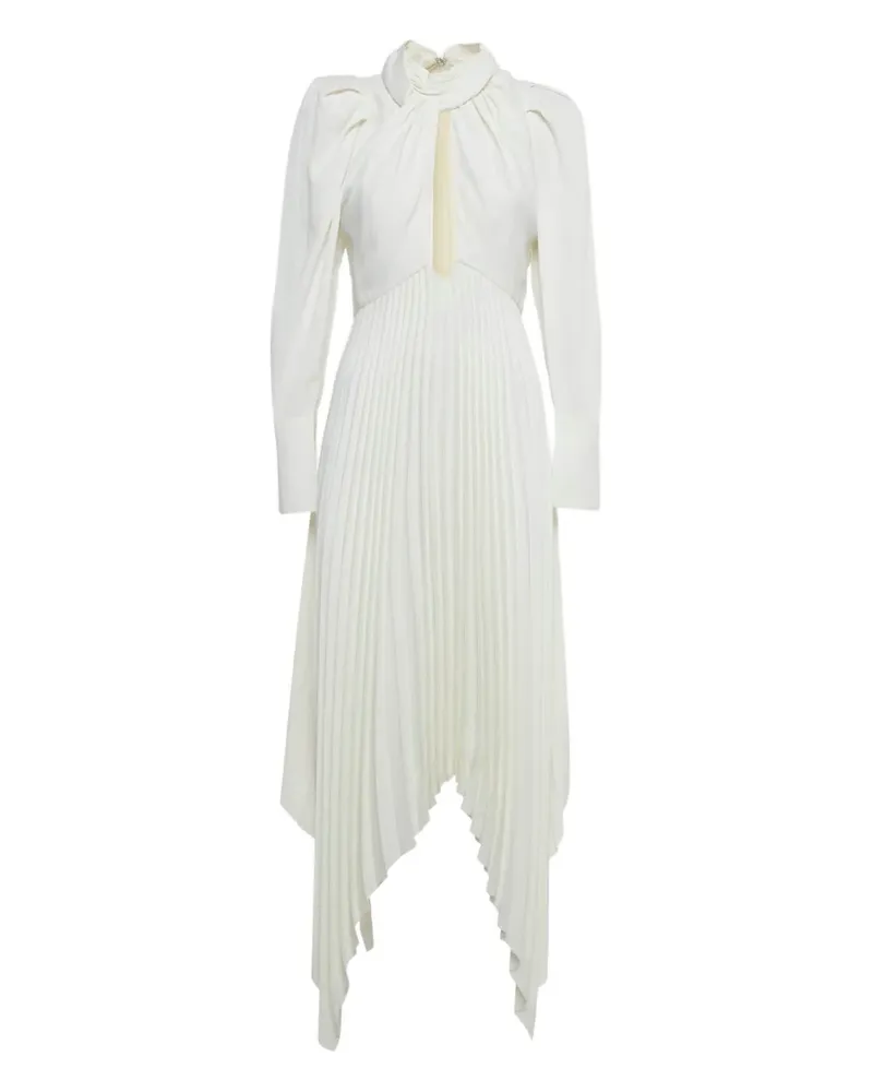 KHAITE plissé-detail asymmetric midi dress - Weiß Weiß
