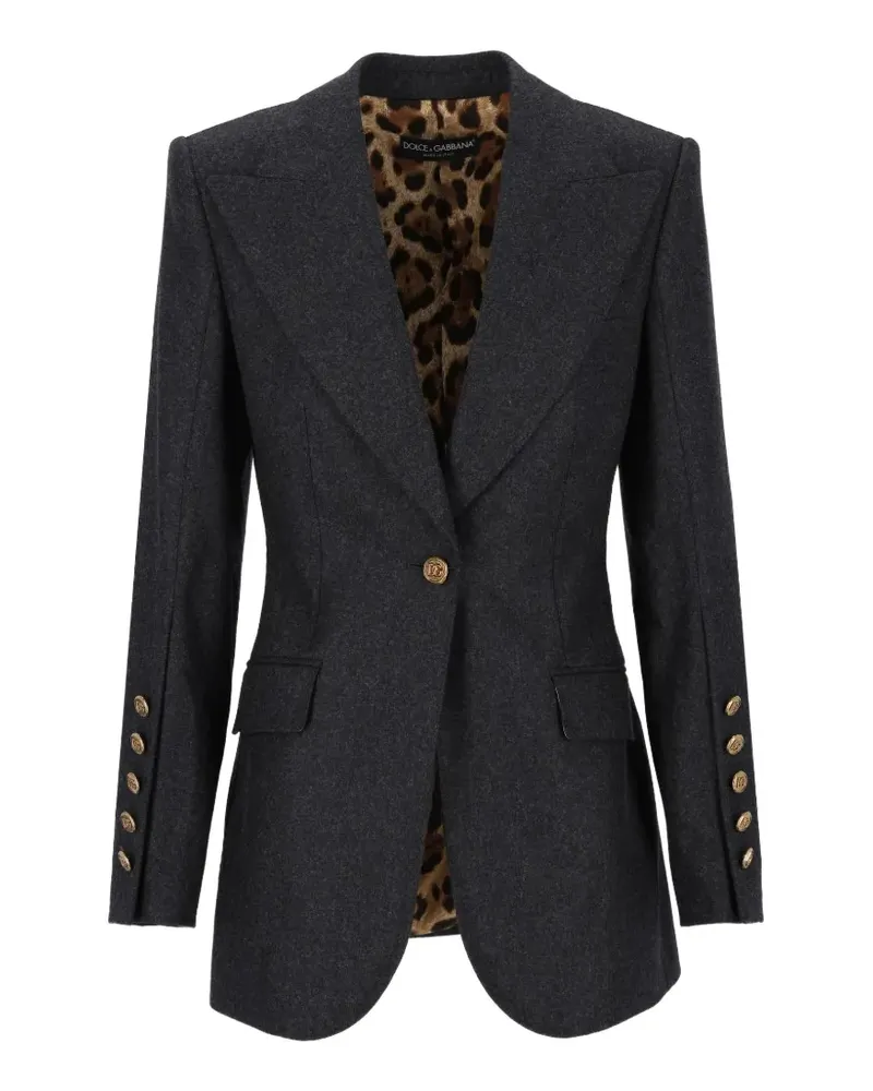 Dolce & Gabbana Einreihige Turlington Jacke aus Woll-Flanell - Grau Grau