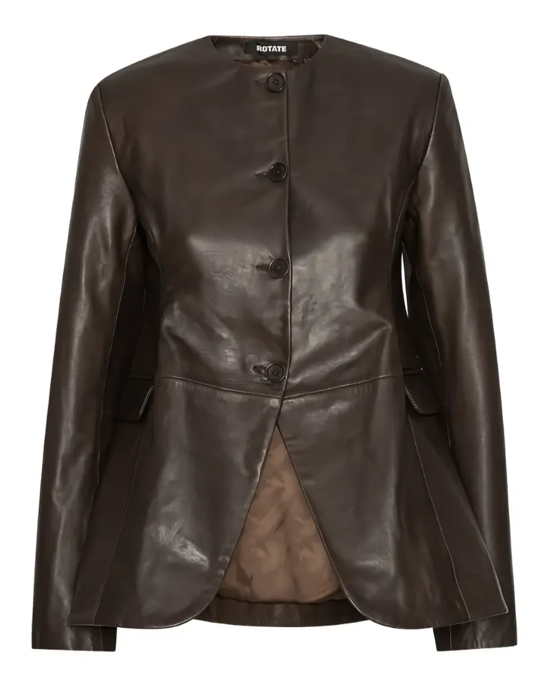 ROTATE Birger Christensen flared leather jacket - Braun Braun