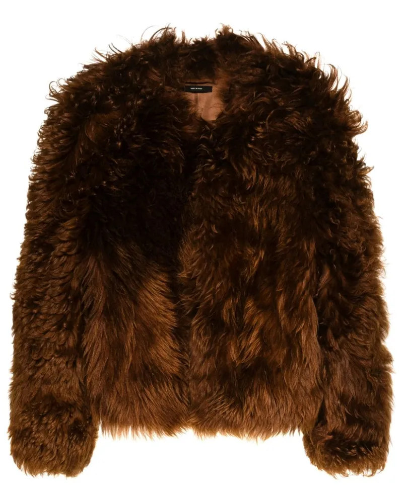 Tom Ford Kragenlose Shearling-Jacke - Braun Braun