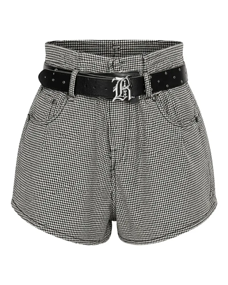R13 houndstooth-pattern belted shorts - Schwarz Schwarz