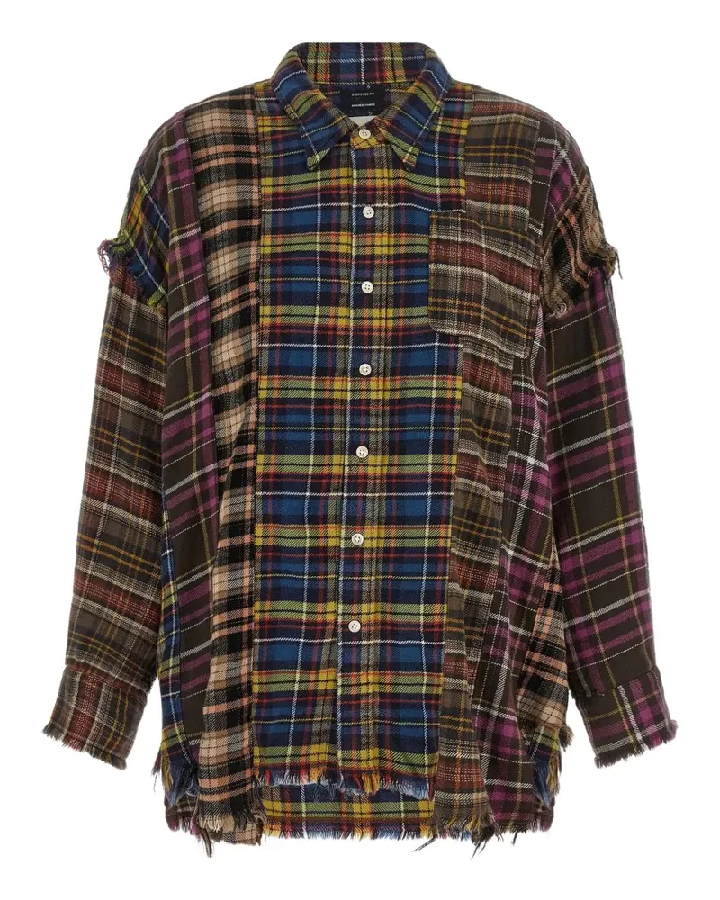R13 patchwork frayed shirt - Braun Braun