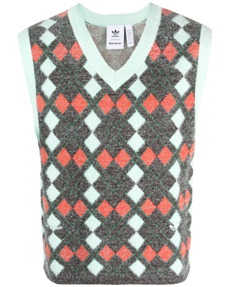 adidas x Wales Bonner Pullunder mit Argyle-Muster - Grün Grün
