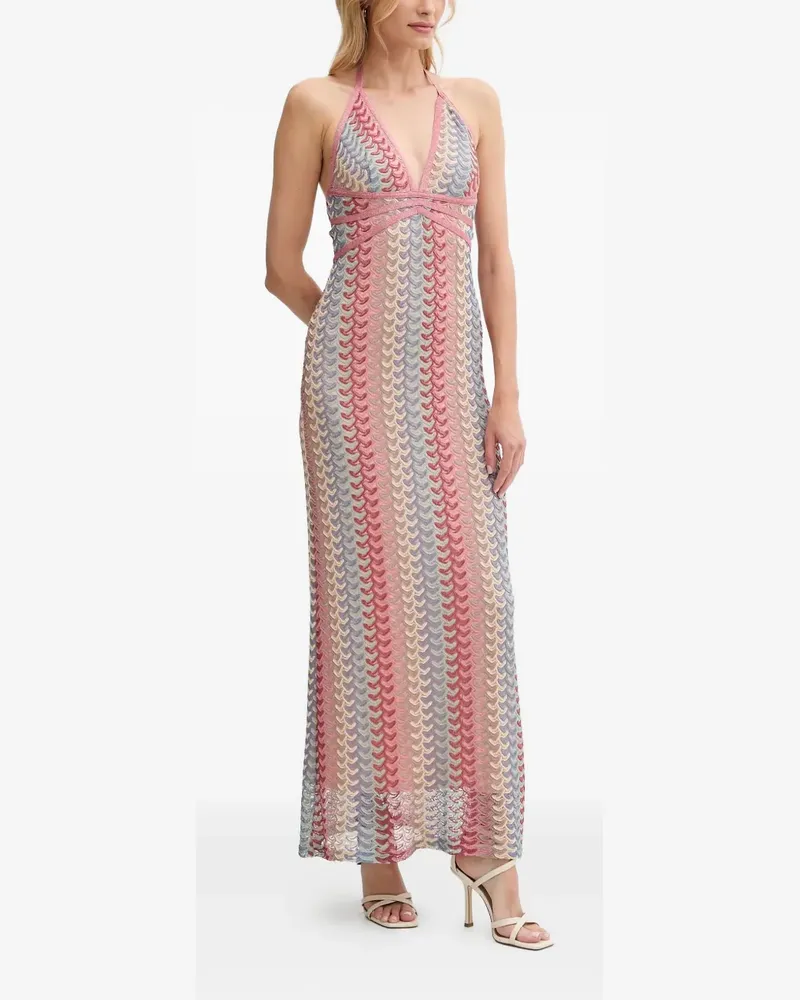 Guess Gehäkeltes Maxikleid mit Neckholder - Rosa Rosa