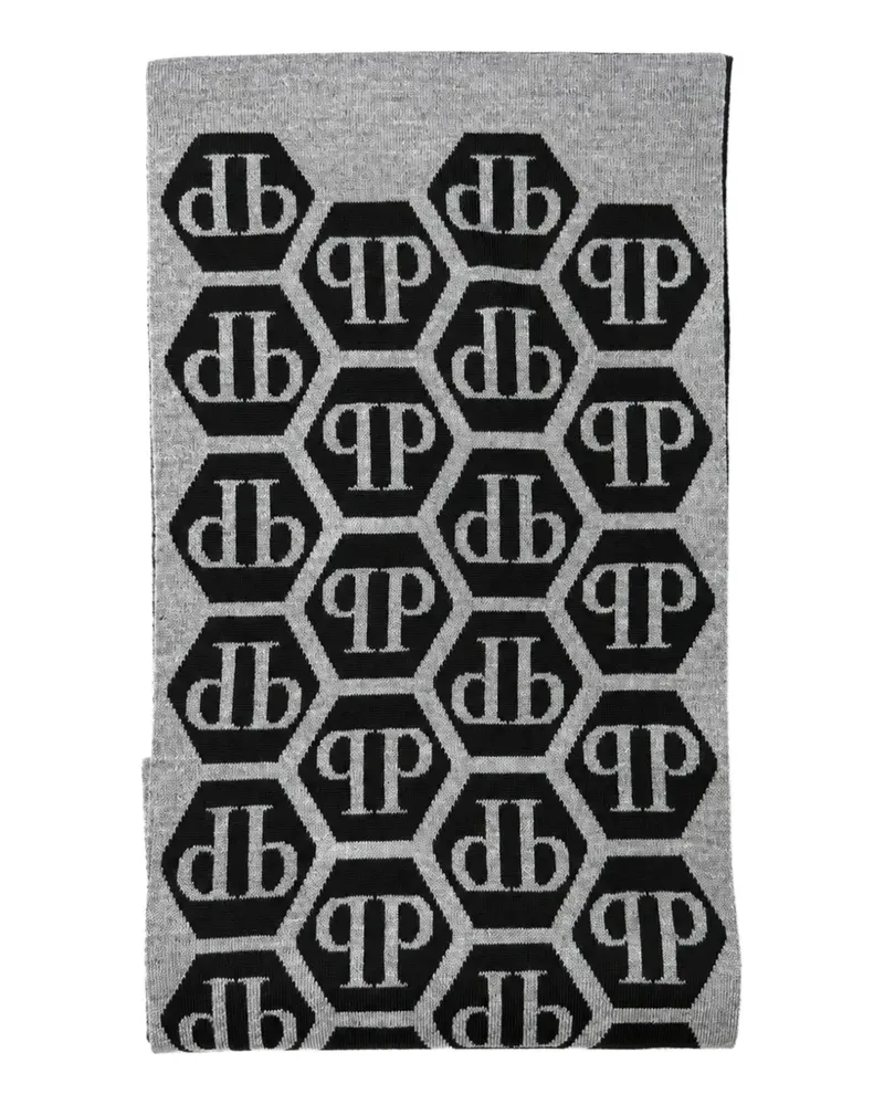 Philipp Plein Schal mit Logo-Intarsie - Grau Grau