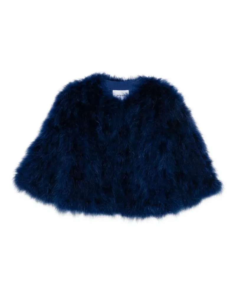 Yves Salomon Cropped-Jacke mit Federn - Blau Blau