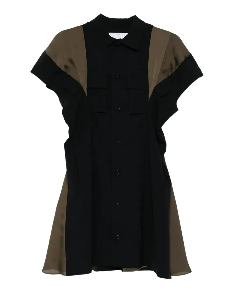 Sacai chest pocket short-sleeve dress - Schwarz Schwarz