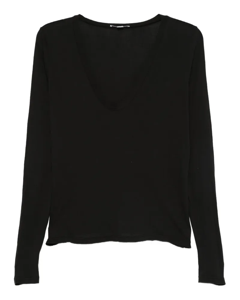 James Perse Langarmshirt mit V-Ausschnitt - Schwarz Schwarz
