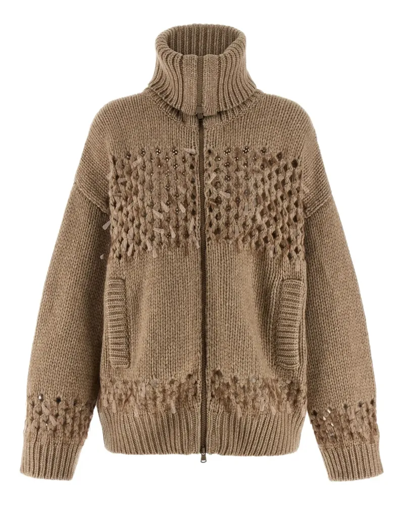 Brunello Cucinelli Paillettenverzierter Cardigan mit tiefen Schultern - Braun Braun