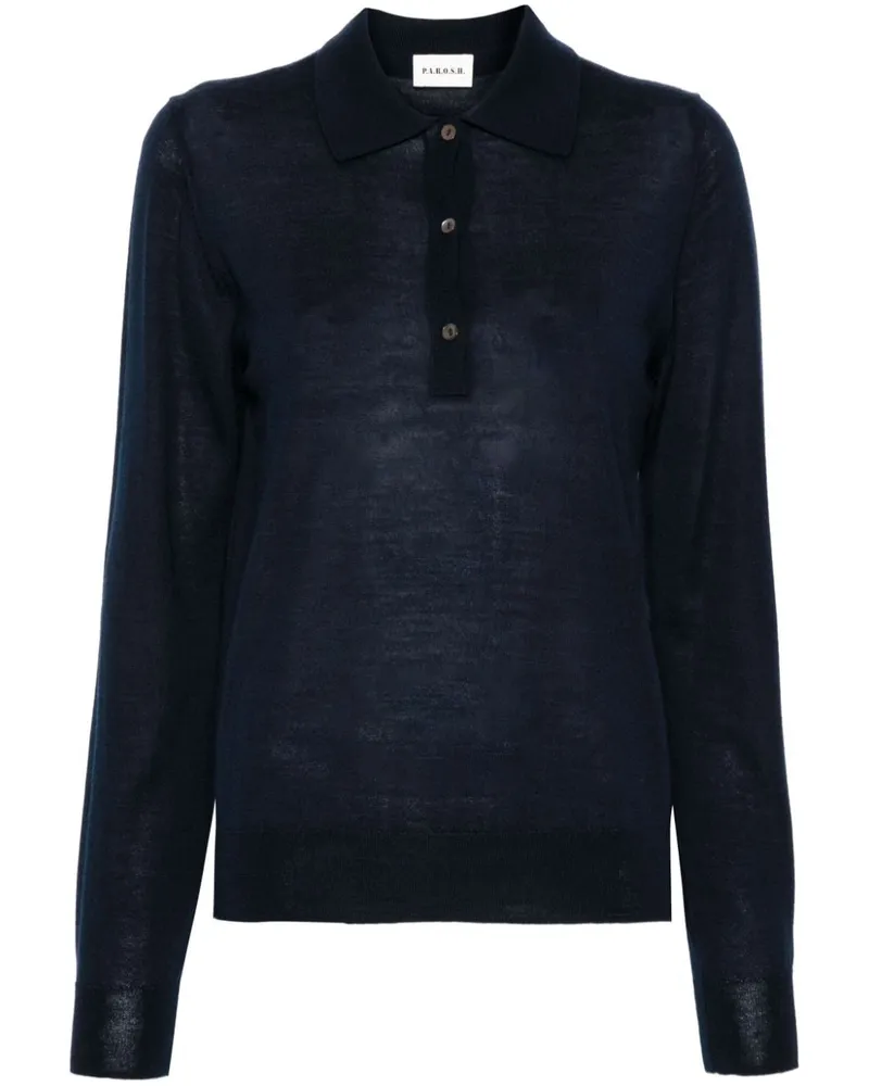P.A.R.O.S.H. Strickpullover mit Poloshirtkragen - Blau Blau