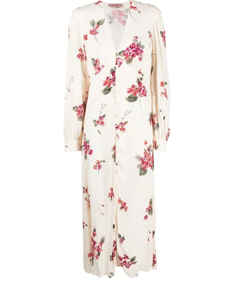 Twin-Set Midikleid mit Blumen-Print - Nude Nude