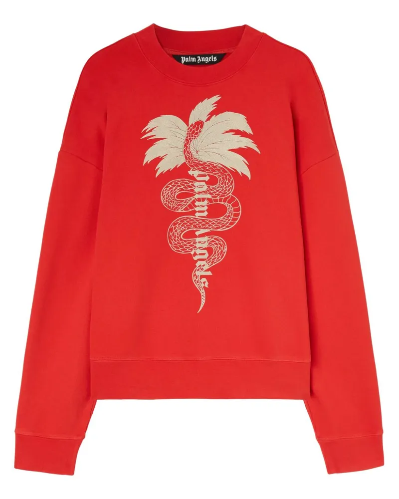 Palm Angels Sweatshirt mit Schlangenstickerei - Rot Rot