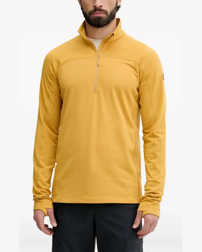 Fjäll Räven Gerippter Abisko Lite Pullover mit kurzem Reißverschluss - Gelb Gelb