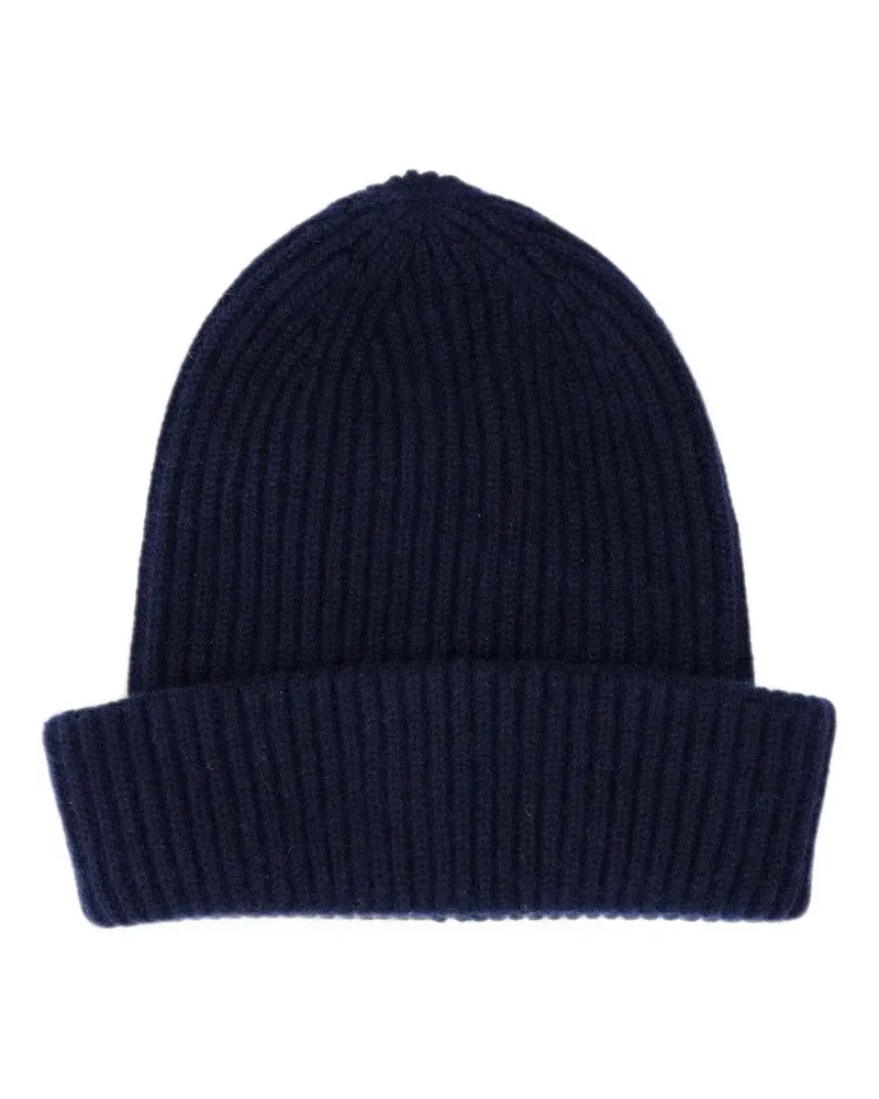 Fedeli Norge Beanie aus geripptem Strick - Blau Blau