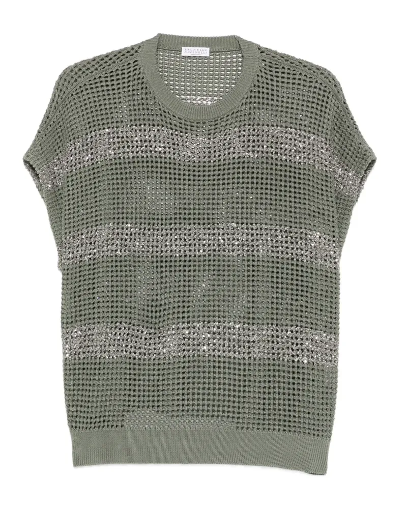 Brunello Cucinelli striped open knit top - Grün Grün