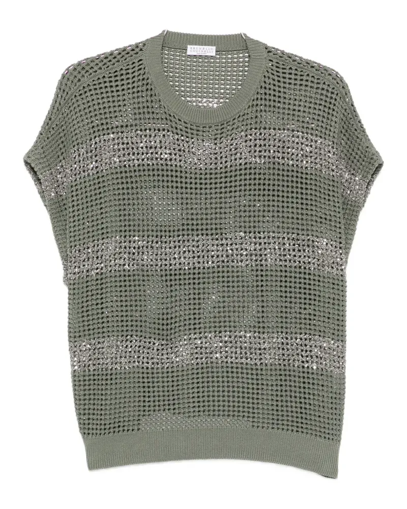 Brunello Cucinelli striped open knit top - Grün Grün