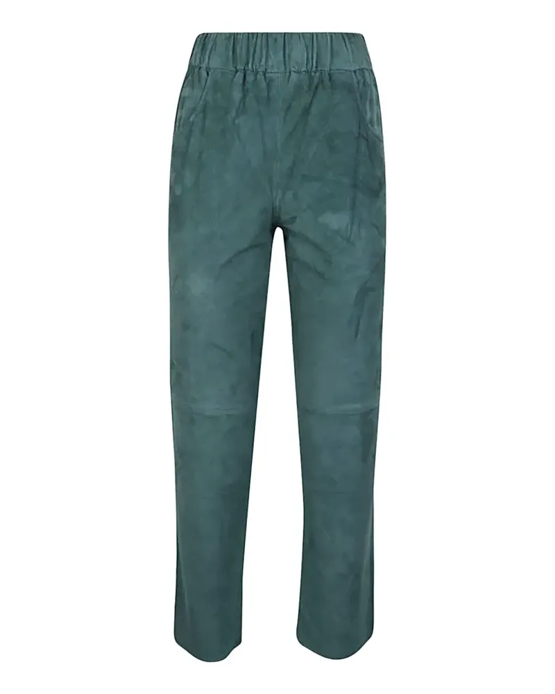 VIA MASINI 80 elastic-waist suede trousers - Grün Grün