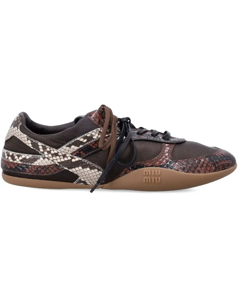 Miu Miu snakeskin-effect leather sneakers - Braun Braun