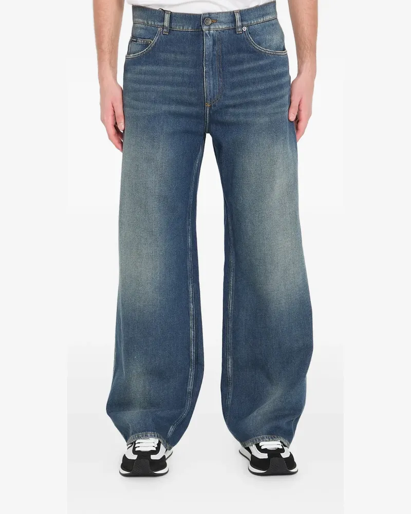Dolce & Gabbana logo patch wide jeans - Blau Blau