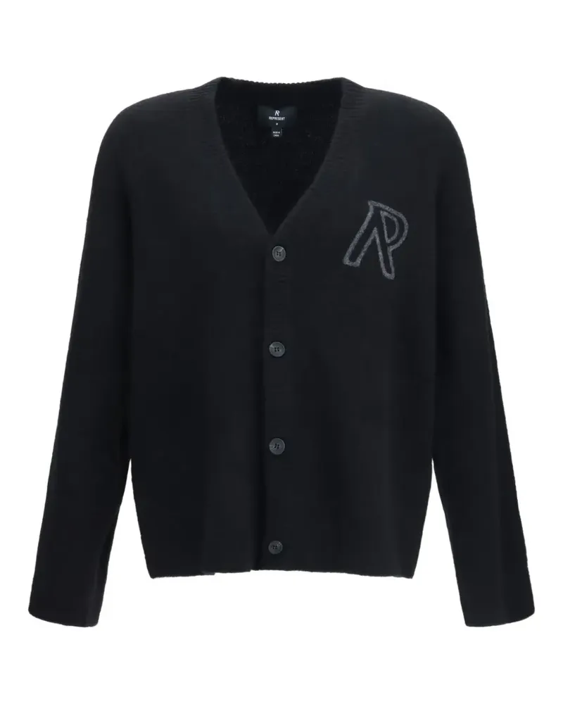 REPRESENT logo-embroidered V-neck cardigan - Schwarz Schwarz