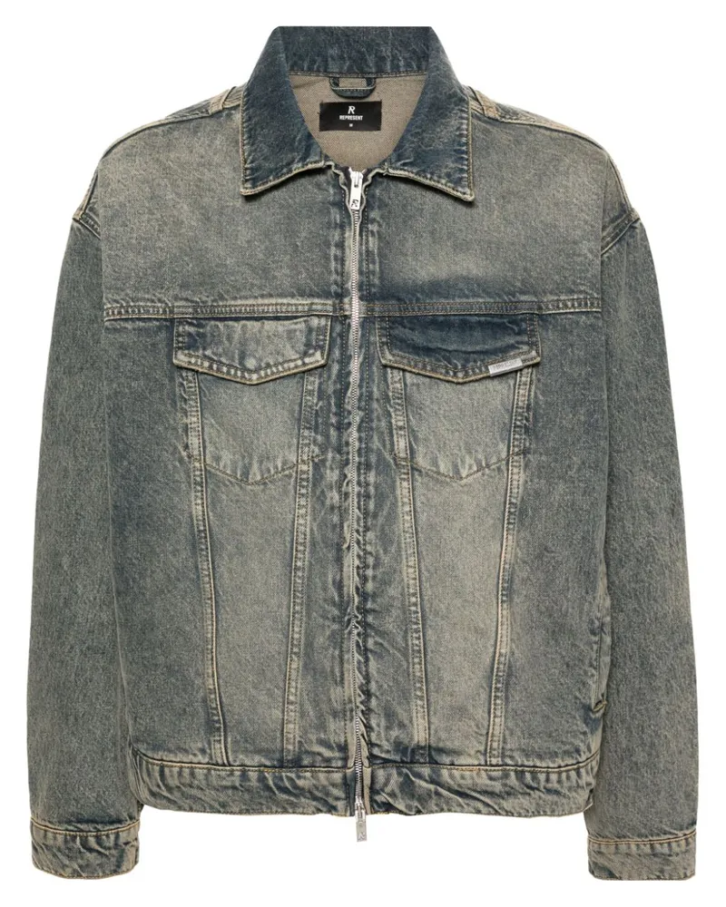 REPRESENT Ausgeblichene R4 Jeansjacke - Blau Blau