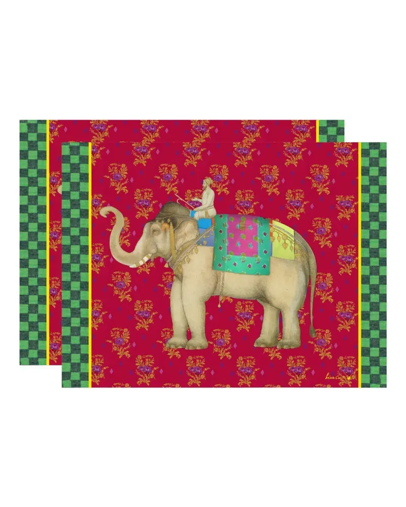 Lisa Corti Tischsets mit Elefanten-Print - Rot Rot
